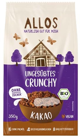 Allos Ungesüßtes Crunchy, Kakao, 350g