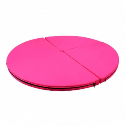 KiBcsLic Materassino Anti-Caduta Antiscivolo Tappetino Rotondo in Schiuma Facile da Pulire Materasso Protettivo EPE per Danza Aerea, Ginnastica, Rosa Rossa, Diametro 120cm Spessore 10cm