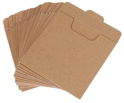 BETOOKY Kraftpapier CD Hüllen 25 Stück CD Aufbewahrungstaschen aus Robustem Kraftpapier für Dj Büro und Zuhause zum Sicheren Schutz der Scheiben