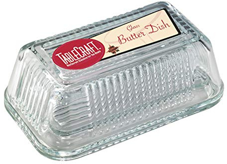 Tablecraft Ribbed Glass Butter Dish