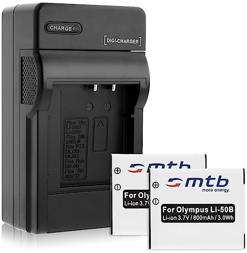 2 Akkus + Ladegerät (KFZ, Netz) für Olympus Li-50B / XZ-10... / Pentax WG-3 ... / Ricoh CX5 ... Siehe Liste!