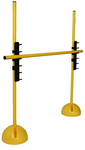 Boje Sport - Sprungstangen-Set - Training für Sprungkraft, Dribbling und Beweglichkeit - Standfüße befüllbar - (3 Stangen (100 cm), 2 X-Standfüße, 2 Leiterhürden), Farbe: gelb