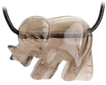Budawi® Rauchquarz Elefant Anhänger Kettenanhänger mit Lederband