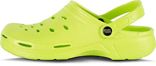 Work Team Zueco EVA Unisex. Ultraligero, ergonómico. Anatómico, con Cámara ortopédica, Suave para los pies. Unisex Verde Pistacho 37