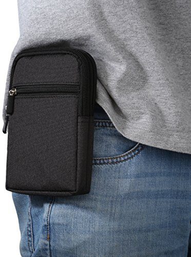 Ceinture Clip Sacoche Etui Universel, Moon mood® 6.3 Pouces Denim Décontractée Sac Randonnée pour Homme Housse de Transport Coque Sac Ceinture Clip Poche Pochette avec Boucle Multiples Portefeuille
