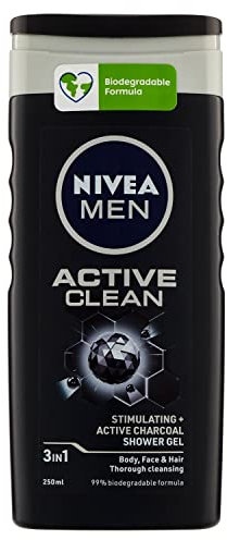 Nivea Dusche Men Active Clean 250 ml, 3 Stück