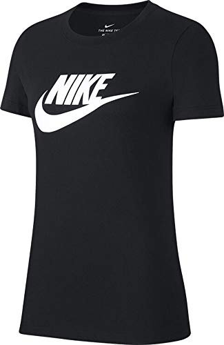 Nike Damen W Nsw te essntl ikon fremtidig T shirt, Black/White, L EU