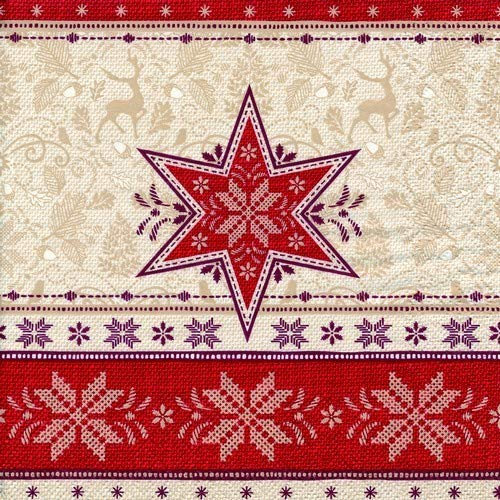 20 Servietten Stern nordisch rot/Weihnachtsstern/Winter/Weihnachten 33x33cm