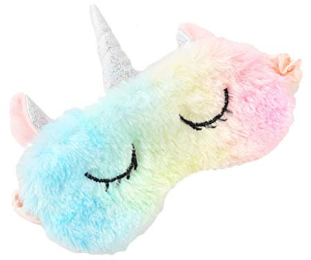 hihey Schlafmaske für Kinder, Damen, Mädchen, Studenten, Schlafmaske, niedlich, Einhorn, Cartoon, Tiere, bedruckt, lichtblockierend