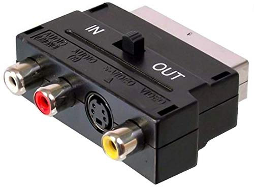 PremiumCord - Adattatore SCART-3x RCA + S-Video con Interruttore on/off