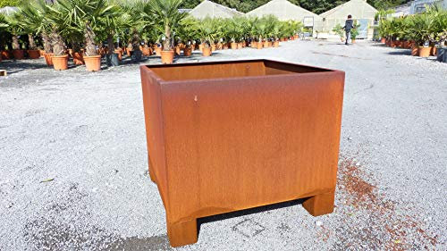 gruenwaren jakubik Cortenstahl Pflanzkübel 70x70x60 Rostkübel Rost Stahl Kübel Blumenkübel XXL