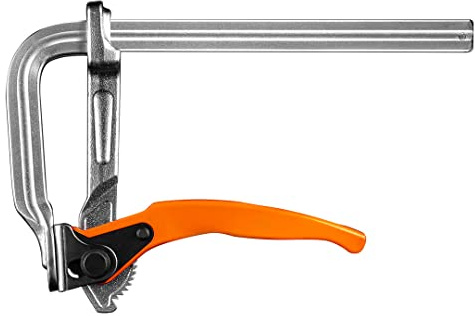 NEO TOOLS Serre-joint de charpentier 200 x 120 mm, mécanisme à cliquet excentrique, conception monolithique du guide et de la mâchoire supérieure du serre-joint
