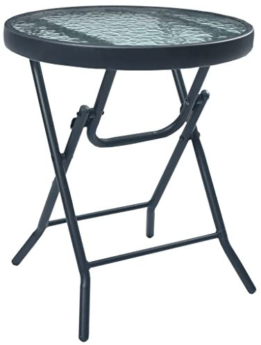 vidaXL Bistrotisch Klappbar Bartisch Stehtisch Gartentisch Klapptisch Partytisch Balkontisch Gartenmöbel Tisch Schwarz 40x46cm Stahl Glas