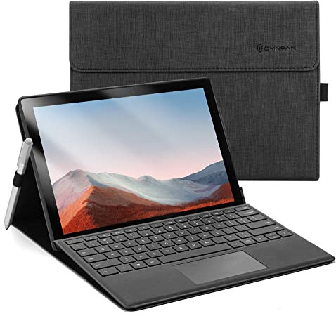 Omnpak Case for Microsoft Surface Pro 7 Plus /7/6 /5/4 with Stylus Holder, Multiple Angle Polyester Slim Lightweight Cover, Compatible with Type Cover Keyboard (Not Include Keyboard)