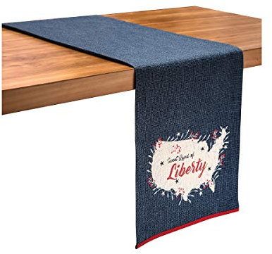 C&F Home Liberty Tischläufer, Baumwolle, 4. Juli, 33 x 183 cm, maschinenwaschbar, Tischwäsche, USA, Unabhängigkeitstag, Gedenktag, Patriotische Amerika, 33 x 183 cm, Blau
