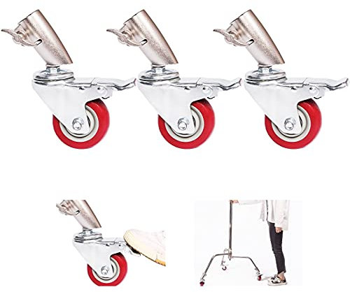 3 x professionelle Stativrollen mit Bremse aus Aluminium für Lampenstative Lichtstativ C-Ständer Lichtständer mit Boomarm Galgenarm in Studio, Fotografie für Reflektor Monolight Studioblitz