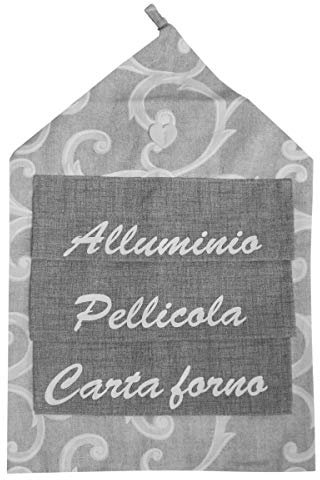 Russo Tessuti Porta Rotolo Cucina Fantasia Ghirigori B&A Alluminio Pellicola Carta Forno-Grigio