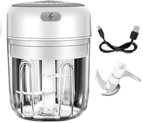 250ml Garlic Onion Ginger Chopper, Electric Garlic Masher Electric Crusher Meat Mincer Grinder Used To Crush Garlic, Ginger, Chili Powder, Minced Meat, Etc - White