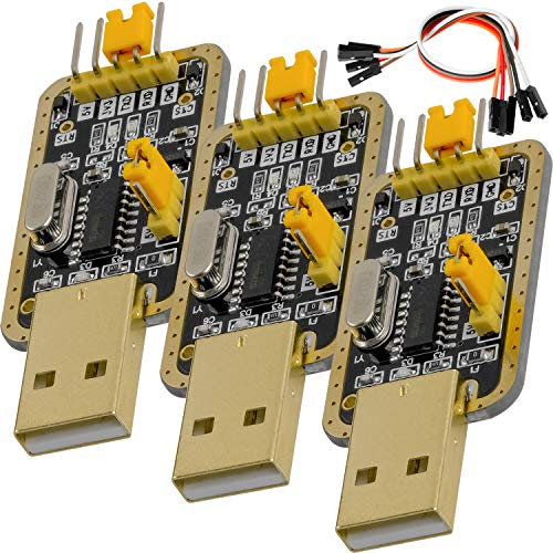 AZDelivery 3 x UART-TTL USB Adapter mit CH340G Konverter für 3.3V und 5V mit Jumperkabel kompatibel mit Arduino inklusive E-Book!