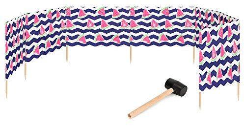 Garronda Strand Windschutz Sichtschutz 10m lang Plus Gummihammer GAEX001 (Wassermelone-2, 10 m)