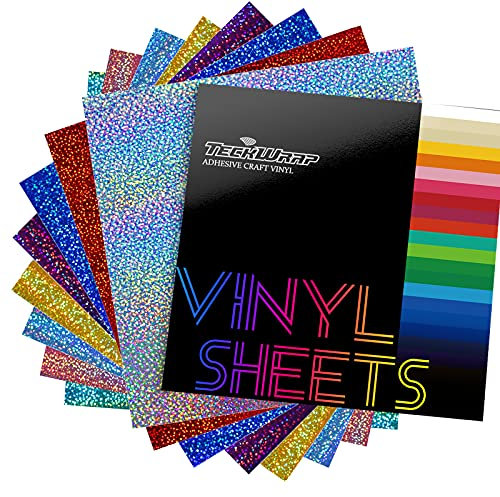 TECKWRAP Holographische glitzernde selbstklebende Vinyl-Blätter, 30,5 x 30,5 cm, 8 Blatt/Packung für Bastelschneider, Schilderplotter
