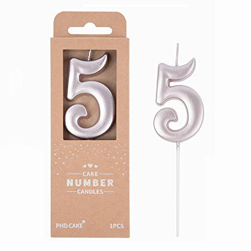 PHD CAKE 2.76 Inch Elegant Rose Gold 5 Number Birthday Candles, Rose Gold Number Candles, Cake Number Candles, Party Celebration
