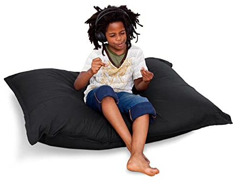 SMOOTHY Original Cotton Junior Indoor XL Sitzsack 250L Riesensitzsack Sitzkissen Sessel aus Baumwolle; Perfekt für Kinder (140 x 110 cm, Mitternachts-Schwarz)