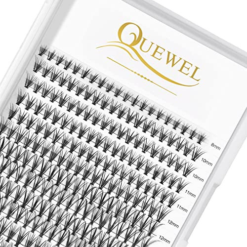 QUEWEL Faux Cils Individuel, Maquillage Cluster Eye Lashes 20D 0.07 C Curl Mix8-14mm Individual Lashes Extensions de cils bricolage pour Doux Léger et Réutilisable(20D-0.07C-MIX8-14)