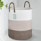 BOSROTY Large Blanket Basket, Tall Laundry Hamper 65L, Nursery Basket with Handles for Storage Toys Clothes Towels, Cotton Rope Woven Organiser, 40 x 50 CM, White & Gradient Brown