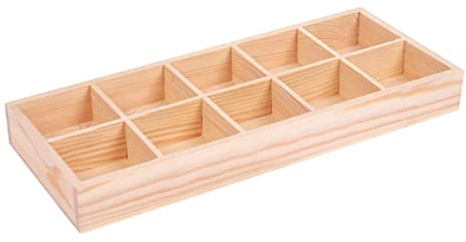 Gcroet Holzorganisator Box mit rustikalen Fächern Holz geteilte Kisten Succulents Blumenkinder Desktop Aufbewahrungsbox Halter Balkon Organisator, Holzausstellungsschale für Handwerk, Schmuck (10