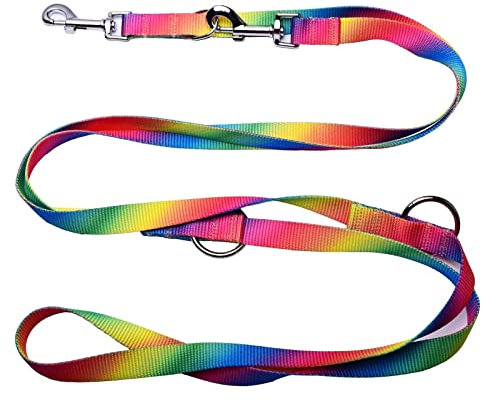 Robuste Doppelleine aus Nylon bunt Hundeleine für Hunde bis 60kg mehrfach verstellbar (4M)