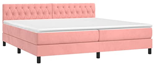 vidaXL Boxspringbett mit Matratze Doppelbett Bett Polsterbett Hotelbett Bettrahmen Bettgestell Lattenrost Schlafzimmerbett Rosa 200x200cm Samt