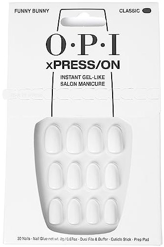 OPI xPRESS/ON - Funny Bunny - 30 Faux ongles réutilisables, effet gel - Jusqu'à 14 jours de tenue
