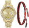 SENRUD Luxus Männer Frauen Hip Hop Full Diamanten Armband Armbanduhr Unisex Kristall Strass Uhr Iced Out Uhr, Gold, Modern, S182
