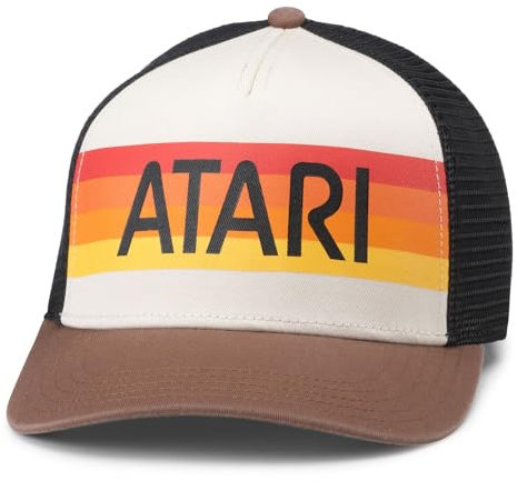 AMERICAN NEEDLE Atari Baseballmütze, Retro-Videospiel, verstellbar, Sinclair (Schwarz/Elfenbein/Braun), Einheitsgröße