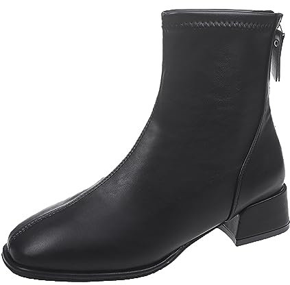 Bench Boots Damen Schuhe Damen Stiefeletten Herbst Dicke Sohle Platz Heels Zipper Kurze Booties Karree Schuhe (Black, 37) Stiefeletten Damen Mit Absatz Leder Tactical Boots
