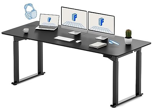 FLEXISPOT 4 Legs Dual Motors Electric Standing Desk 180 * 80cm Height Adjustable Sit Stand Home Office Workstation with Memory Smart Panel, Splice Board, Black