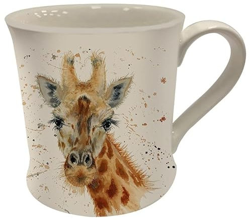 Joe Davies Bree Merryn Mug en porcelaine fine – Girafe Geraldine – de la collection Paws & Claws, Blanc, Jaune, Orange, Marron