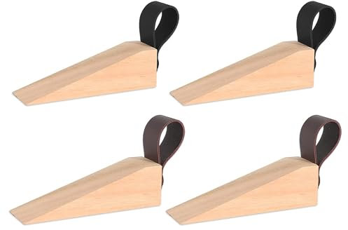 4 PCS Wooden Door Stop Wedges - Indoors, For Office, Bedroom, Bathroom, Kitchen Doors