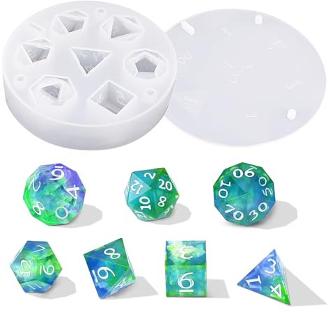 SPHERETRON DND Würfel Silikonform Dnddice Würfel Silikonform 7 Formen Silikonformen DND Würfel Dnddice Silikonform DND Würfelform Resin Silikonform für Tischspiele Rollenspiele