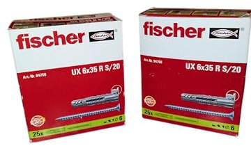 Fischer Universaldübel UX 6 x 35R S/20 Doppelset (2 x 20 Stück)