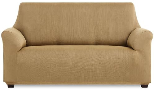 Maxifundas | Elastischer Sofabezug für 2-Sitzer, Leinen, extra weich, rutschfest und elastisch, Modell Inca, Leinfarben