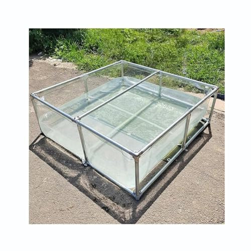 Rahmen Schwimmbad, transparenter Aquariumpoolteich mit Ablassventil, PVC-Leinwand mit Stahlrahmen für Teiche Fische ClearTank Koi Goldfische (Farbe: Transparent, Größe: 150 x 200 x 61 cm)