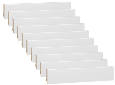 Vorteilspack KGM Sockelleiste Modern - Weiß lackierte Fußbodenleiste aus Kiefer Massivholz RAL 9016 - Maße: 2400 x 16 x 58 mm - 10 Stück / 24M