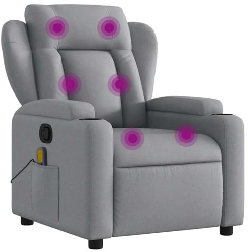 vidaXL Massage-Relaxsessel, hellgrauer Stoff