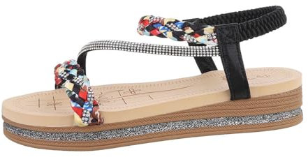 Ital Design Damenschuhe Sandalen & Sandaletten Keilsandaletten, AM200-, Textil, Schwarz, Gr. 36