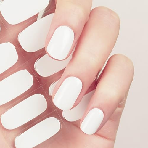 DANNI & TONI Halb ausgehärtete Gel Nagelfolien (Pure White) schlohweiß Glänzend Nagelset uv Gel Nagelfolie Nageldesign Nagelfolie Selbstklebend Wraps 28 Aufkleber