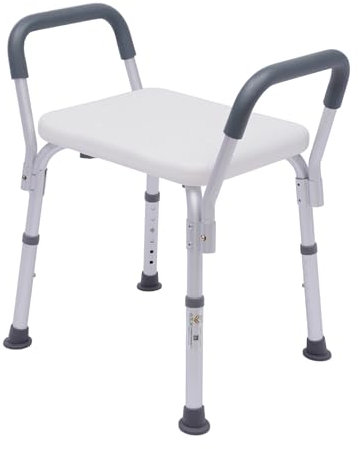 Tabouret de douche pour personnes âgées, chaise de douche avec accoudoirs, siège de douche avec accoudoir, siège de douche, tabouret de douche réglable en hauteur