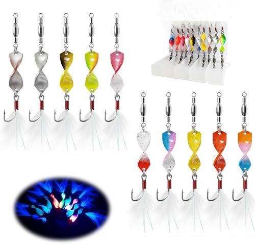 TABKSOLA Ensemble de Cuillères pour Truite,Appât pour Truite de 2,8g,Ensemble de 10 Cuillères Tournantes pour Truite avec Boîte,Ensemble de Cuillères pour Bar.