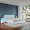 Gas Lift Ottoman Storage Bed Frame, 4ft Small Double LED Wooden Modern Style With Large Storage Space, Faux Leather (White)